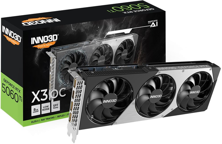 Відеокарта INNO3D PCI-Ex GeForce RTX 5060 Ti X3 OC 8GB GDDR7 (128bit) (2602/28000) (HDMI, 3 x DisplayPort) (N506T3-08D7X-193075L) - зображення 2