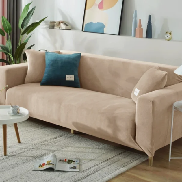 Захисний чохол на тримісний диван Diana Textile Plush Velvet, 190x230 см, Пісочний - зображення 4