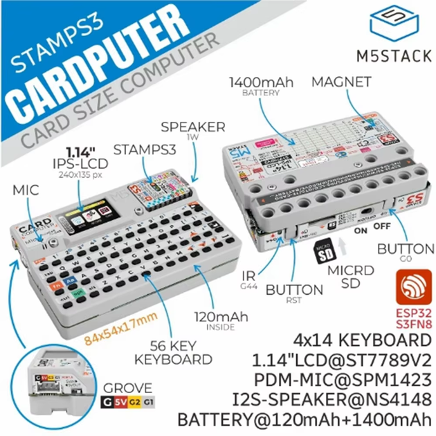 Кишеньковий комп'ютер M5Stack Cardputer на базі ESP32-S3 - зображення 3