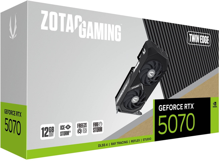 Відеокарта Zotac PCI-Ex GeForce RTX 5070 Twin Edge 12GB GDDR7 (192bit) (2512/28000) (HDMI, 3 x DisplayPort) (ZT-B50700E-10P) - зображення 8