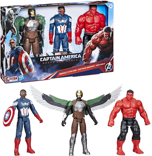 Фігурка Hasbro Marvel Marvel Titan Heroes: Captain America Brave New World Marvel's Falcon/Captain America/Red Hulk 30 см F9295 (5010996209764) - зображення 1