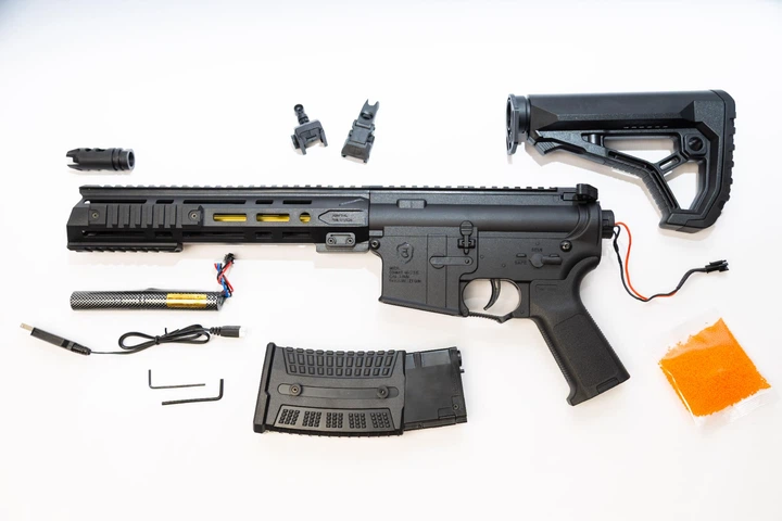 Набір Дитячий іграшковий автомат Орбіган AR15 Pro (MK6) акумуляторний + орбізи 50 000 шт (гідрогелеві кульки) / Гель бластер (orbeez gel blaster) Чорний - изображение 2