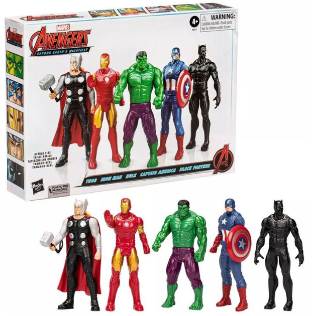 Zestaw figurek Hasbro Marvel Avengers: Beyond Earth's Mightiest -Thor/Iron Man/Hulk/Captain America/Black Panther 15 cm 5 szt F8677 (5010996166685) - obraz 2