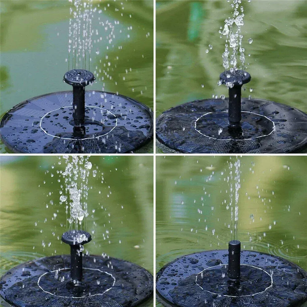 Фонтан насос 16см садовий на сонячній батареї + 6 насадок, Water Pump / Плаваючий міні фонтанчік (L) - изображение 4