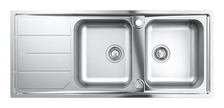 Кухонна мийка Grohe K500 1160 x 500 мм з ексцентриком 2 чаші матова (31588SD0) - зображення 2