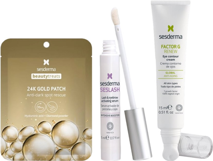Набір для догляду за обличчям Sesderma Seslash Look Lovely Сироватка для вій 5 мл + Крем для зони навколо очей 15 мл + Патчі 2 шт (ZES8429979485632) - зображення 3