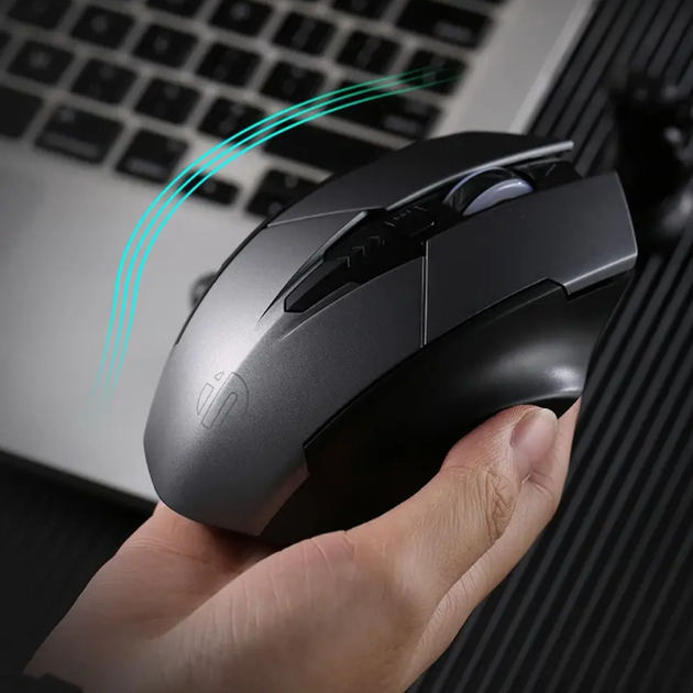 Мышь беспроводная INPHIC F1 с подключением USB 2.4G, аккумулятором, индикатором заряда и 2400 DPI, grey - Фото 5 Мышь беспроводная INPHIC F1 с подключением USB 2.4G, аккумулятором, индикатором заряда и 2400 DPI, grey - изображение 5
