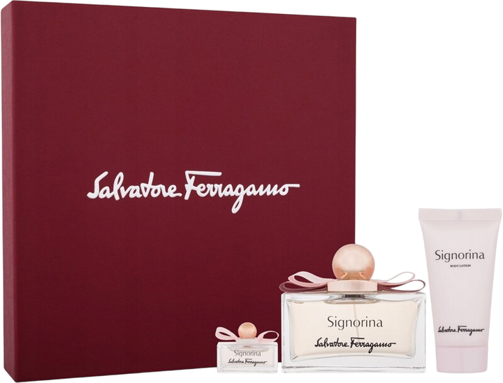 Набір для жінок Salvatore Ferragamo Signorina Парфумована вода 100 мл + Парфумована вода 5 мл + Лосьйон для тіла 50 мл (8052464896264) - зображення 1