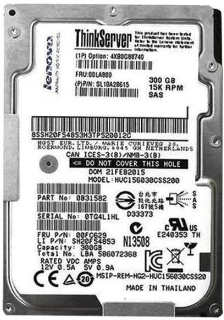Dysk twardy Lenovo ThinkServer Gen 5 2.5" 300GB 15000rpm 4XB0G88740 3.5" SAS - obraz 1