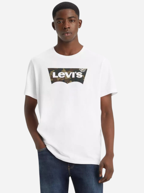 Koszulka męska bawełniana Levi's Housemark Graphic Tee Hm Ssnl Filll Whi 22489-0163 L Biała (5400816106005) - obraz 1