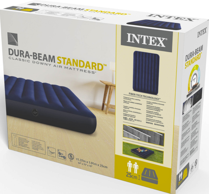Надувной матрас Intex 191x99x25 см с флокированным покрытием Dura-Beam (IND-64757) - изображение 6