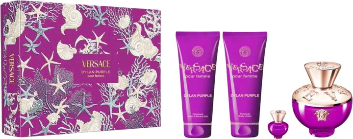 Zestaw damski Versace Dylan Purple Woda perfumowana 100 ml + Żel pod prysznic 100 ml + Balsam do ciała 100 ml + Miniaturka Woda perfumowana 5 ml (8011003899906) - obraz 1