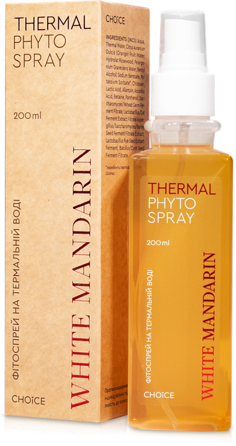 Фітоспрей на термальній воді Thermal Захист / Зволоження 200 мл Choice White Mandarin - Фото 1 Фітоспрей на термальній воді Thermal Захист / Зволоження 200 мл Choice White Mandarin - зображення 1
