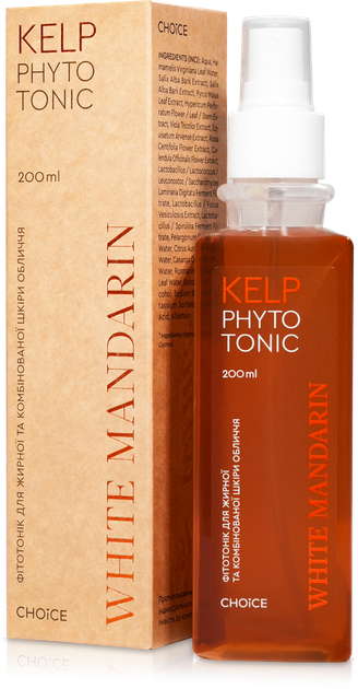 Фітотонік Kelp Жирна / комбінована шкіра 200 мл Choice White Mandarin - Фото 2 Фітотонік Kelp Жирна / комбінована шкіра 200 мл Choice White Mandarin - зображення 2