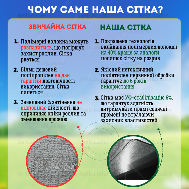 Сетка затеняющая солнцезащитная 95% 1,5х50м Bradas от солнца для затенения огорода теплиц накрытия беседки - Фото 7 Сетка затеняющая солнцезащитная 95% 1,5х50м Bradas от солнца для затенения огорода теплиц накрытия беседки - изображение 7