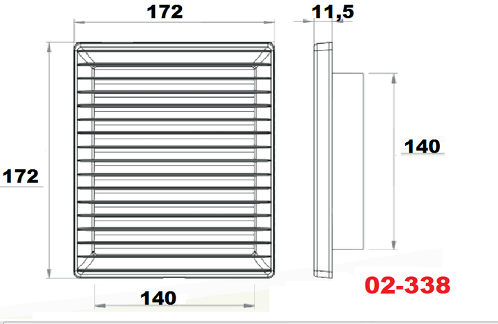 Решітка вентиляційна пластикова з сіткою AirRoxy 140x140 grey сіра 02-338 - зображення 3