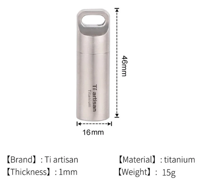 Водонепроницаемая капсула титановая Tiartisan titanium EDC 46 х 16 мм герметичный контейнер таблетница - Фото 2 Водонепроницаемая капсула титановая Tiartisan titanium EDC 46 х 16 мм герметичный контейнер таблетница - изображение 2