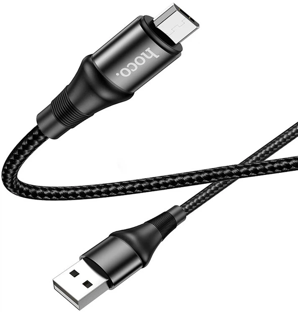 Кабель Hoco X50 USB to Micro 2.4A, nylon, aluminum connectors 1 м Black (6931474734211) - изображение 3