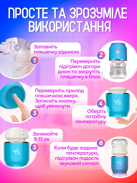 Підігрівач для пляшечок нагрівач бутилочок бездротовий портативний мобільний з акумулятором usb підігрів грілка апарат підігріву дитячого харчування дитячої суміші підігрівачі пляшечки нагрівачі Baby-1 (blue) - зображення 9