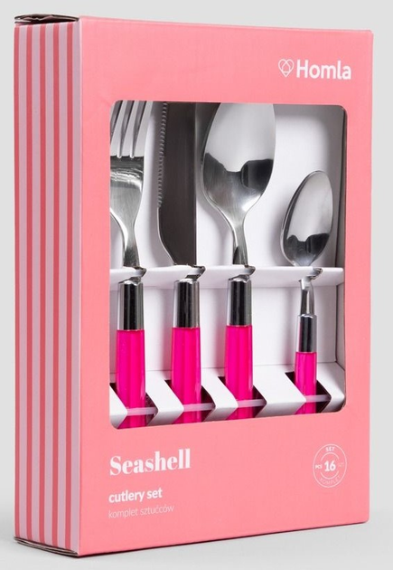 Zestaw sztućców Homla Seashell z różową rączką 16 szt (5906496725715) - obraz 5