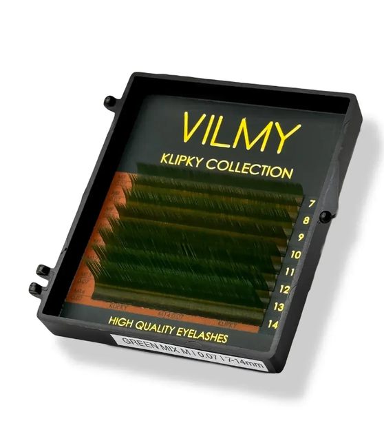 Вії Vilmy Klipky color Mix 8 ліній зелені C 0.07 7-14 мм - зображення 4
