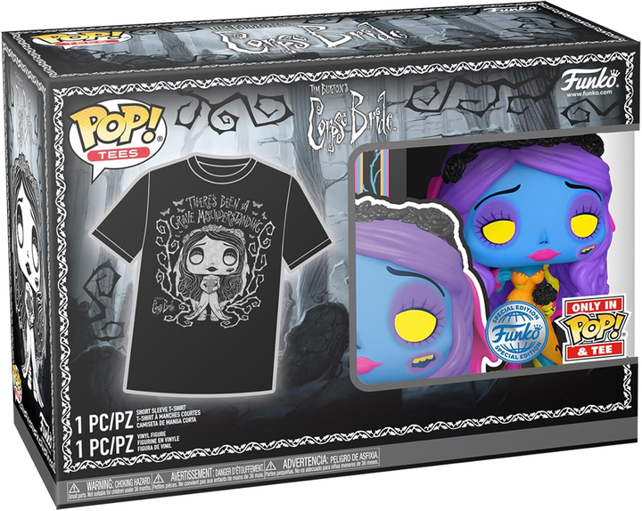 Zestaw Funko Pop! & Tee Tim Burton's Corpse Bride Figurka Emily + Koszulka Rozmiar XL 72701 (889698727013) - obraz 1