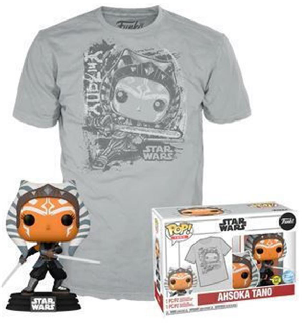 Zestaw Funko Pop! & Tee Disney Star Wars Figurka Bobble-Head Ahsoka Tano + Koszulka Rozmiar S 74499 (889698744997) - obraz 1