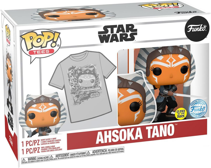 Zestaw Funko Pop! & Tee Disney Star Wars Figurka Bobble-Head Ahsoka Tano + Koszulka Rozmiar S 74499 (889698744997) - obraz 2