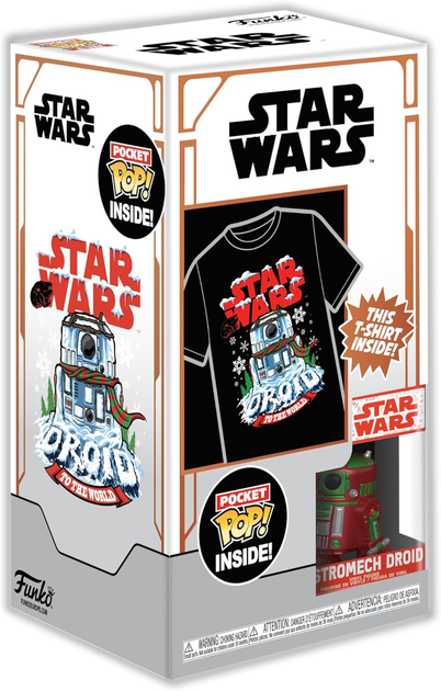 Zestaw Funko Pocket Pop! & Tee Disney Star Wars Figurka Holiday R2-D2 + Koszulka dziecięca Rozmiar S 72937 (889698729376) - obraz 2