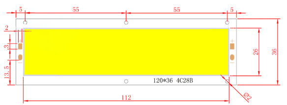 Сверхяркая светодиодная COB панель 120х36мм 12-16w 12v теплый белый 2800-3000K - изображение 3