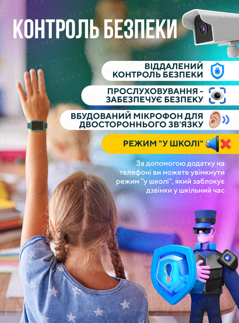 Детские смарт часы с сим картой gps умные часы для детей трекер детский на руку с камерой прослушкой фитнес браслет водонепроницаемый с защитным стеклом LT21 DobraMAMA Бирюзовый 65999 - изображение 2