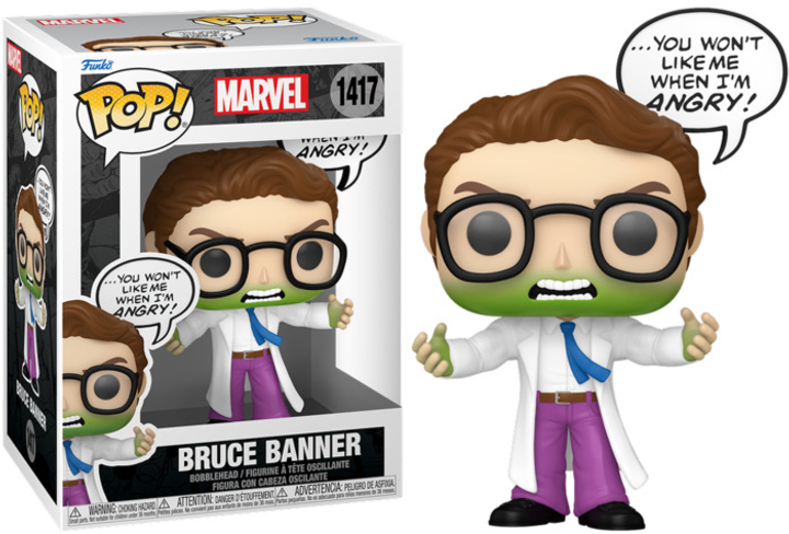 Фігурка Bobble-Head Funko Pop! Comics Marvel 1417 Брюс Баннер 82766 (889698827669) - зображення 3