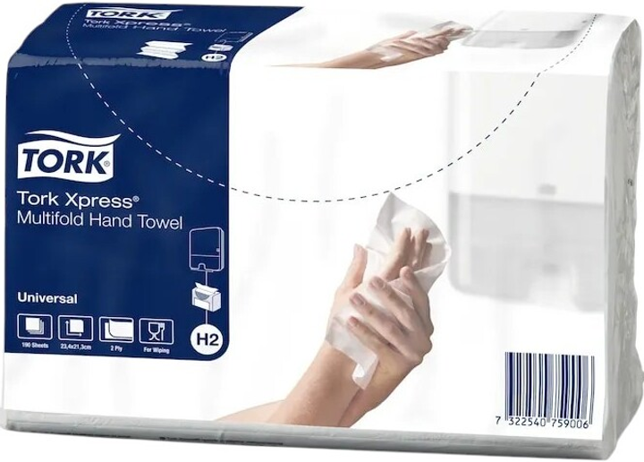 Ręczniki papierowe Tork H2 Xpress dwuwarstwowe 190 szt × 20 opakowań (7322540759112) - obraz 2