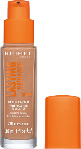 Тональна основа Rimmel Lasting Radiance Spf 25 освітлююча 201 Classic Beige 30 мл (3614226493682) - зображення 2