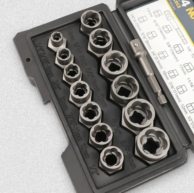 Набор инструментов для удаления болтов и гаек 14 шт. Nut extractor AND ES-14 - изображение 3