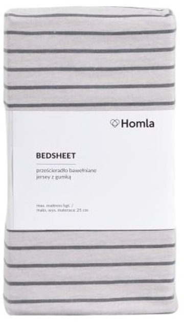 Prześcieradło Homla Rander jersey w szare paski 160 x 200 cm (5906496740718) - obraz 6
