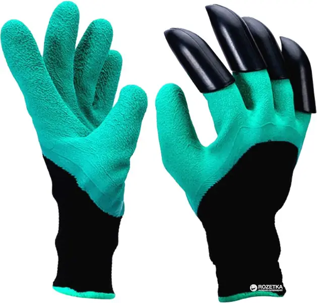 Перчатки граблі садові з кігтями для розпушування GARDEN GLOVE / З пластиковими наконечниками (L) - зображення 2