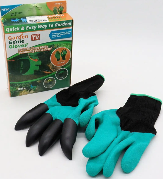 Перчатки граблі садові з кігтями для розпушування GARDEN GLOVE / З пластиковими наконечниками (L) - зображення 10