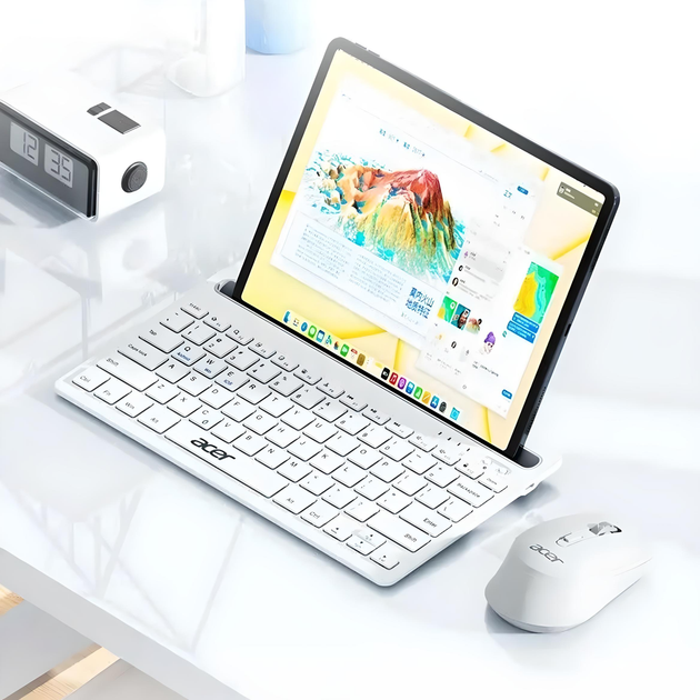 Бездротовий комплект ACER клавіатура OKR212 + миша M155, Bluetooth+USB2.4 ГГц, з акумулятором, білий+бежевий - зображення 4