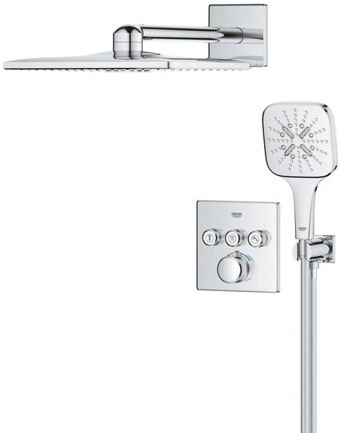 Душова система скрытого монтажу на 3 виходи з термостатом Grohe Grohtherm SmartControl (34864000) - Фото 2 Душова система скрытого монтажу на 3 виходи з термостатом Grohe Grohtherm SmartControl (34864000) - зображення 2