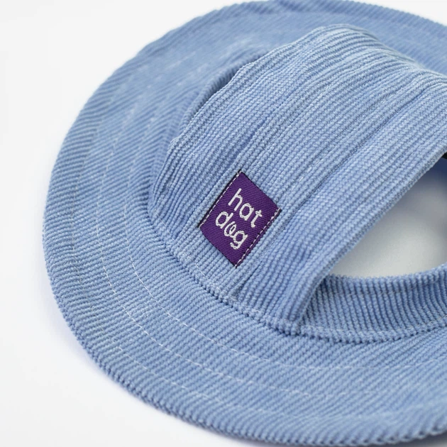 Панама для собак Hat-Dog вельвет блакитна з регульованою затяжкою 2/S - изображение 2