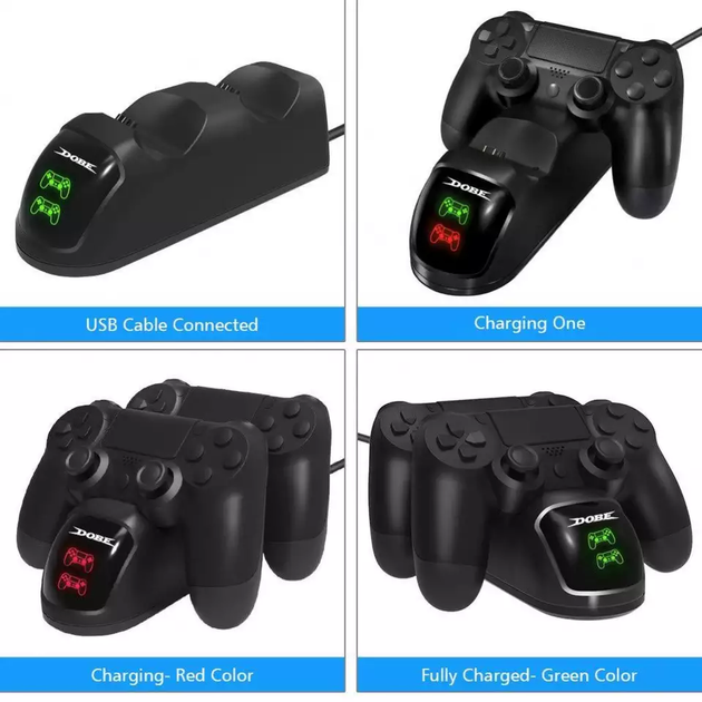 Зарядное устройство, зарядная док-станция DOBE для PS4 / PS4 Slim / PS4 Pro для DualShock 4 подставка для джойстика - изображение 4
