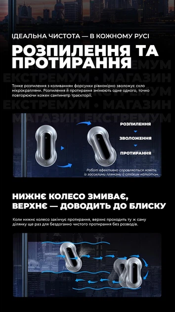 Робот для миття вікон X11 Pro Galaxy Silver розумний мийник віконний пилосос з автоматичним ультразвуковим розпиленням води Сріблястий - Фото 5 Робот для миття вікон X11 Pro Galaxy Silver розумний мийник віконний пилосос з автоматичним ультразвуковим розпиленням води Сріблястий - зображення 5