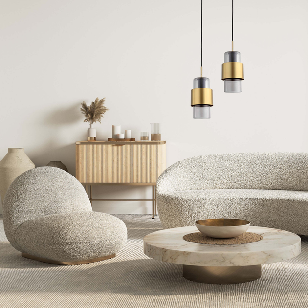 Lampa wisząca Light Prestige Miele 1 x E27 dymna (LP-866/1P L SM/GD) - obraz 2