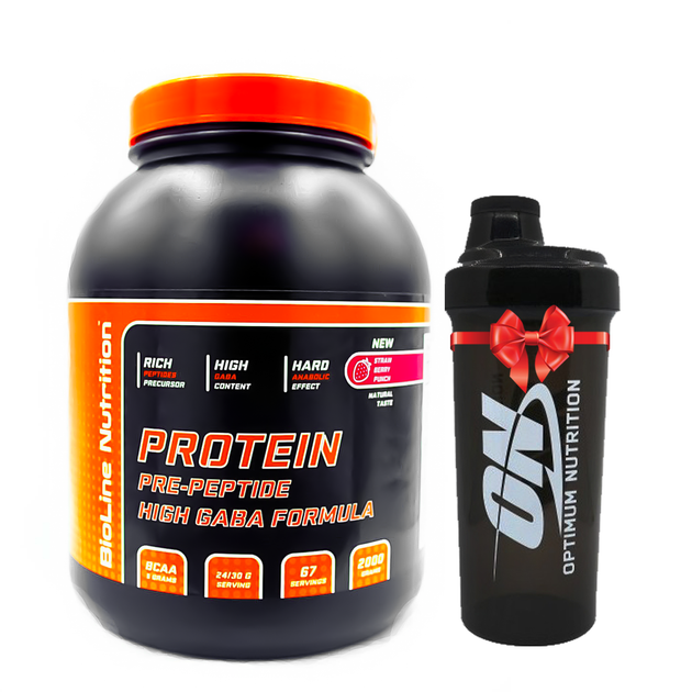 Протеин BioLine Nutrition 2 кг для роста мышц и веса Whey 80 в банке + шейкер земляника - Фото 1 Протеин BioLine Nutrition 2 кг для роста мышц и веса Whey 80 в банке + шейкер земляника - изображение 1