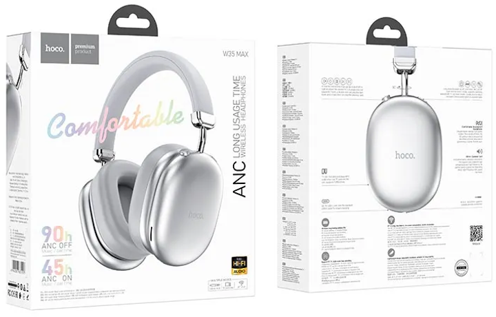 Навушники Hoco W35 Max Auspicious Silver (W35ANC silver) - зображення 4
