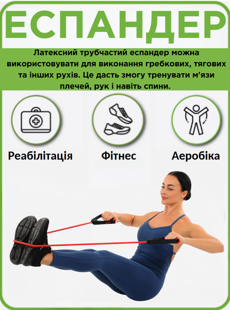 Еспандер трубчастий з ручками LiveUp LP8405-Н (латекс джгут, d-11x5мм, l-120см, ручка TPR, навантаження 30LB, червоний) - Фото 2 Еспандер трубчастий з ручками LiveUp LP8405-Н (латекс джгут, d-11x5мм, l-120см, ручка TPR, навантаження 30LB, червоний) - изображение 2