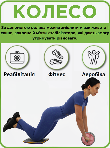 Колесо для преса (ролик для преса) SP-Sport FI-7146 (d-18см, метал, пластик, розовий) - зображення 2