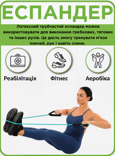 Еспандер трубчастий з ручками LiveUp LP8405-M (латекс джгут, d-11x7мм, l-120см, ручка TPR, навантаження 20LB, синій) - Фото 2 Еспандер трубчастий з ручками LiveUp LP8405-M (латекс джгут, d-11x7мм, l-120см, ручка TPR, навантаження 20LB, синій) - изображение 2