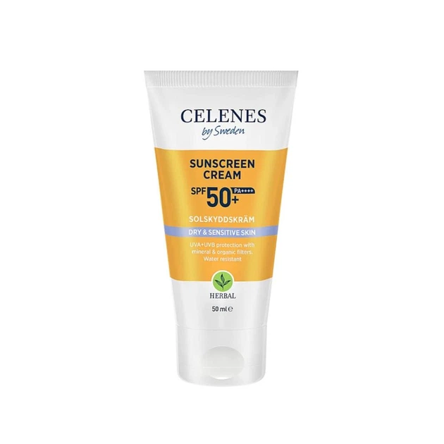 Крем сонцезахисний для сухої та чутливої шкіри SPF50+ Celenes Herbal Sunscreen Cream SPF50+ 50 мл - Фото 1 Крем сонцезахисний для сухої та чутливої шкіри SPF50+ Celenes Herbal Sunscreen Cream SPF50+ 50 мл - изображение 1